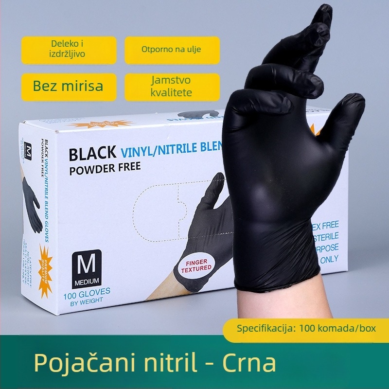 Kombinirane nitrilno-lateks rukavice, debeli, vodootporne, jednokratne za laboratorij, kuhinju i pranje posuđa, prozirne, debljina 0,05–0,1 mm