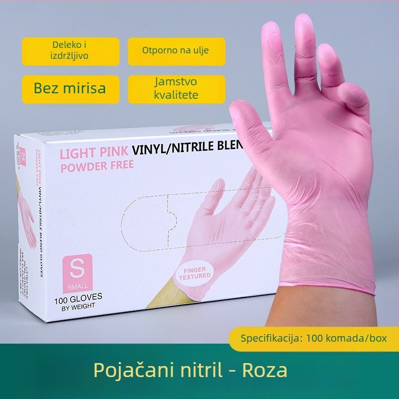 Kombinirane nitrilno-lateks rukavice, debeli, vodootporne, jednokratne za laboratorij, kuhinju i pranje posuđa, prozirne, debljina 0,05–0,1 mm