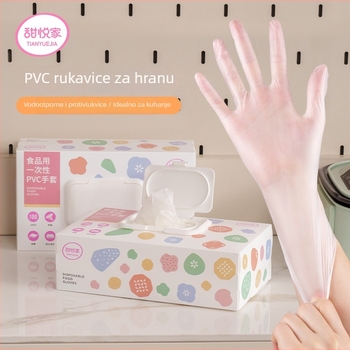 PVC jednokratne rukavice za prehrambenu industriju, kuhinju, vodootporne, otporne na masnoću, neprijanjajuće