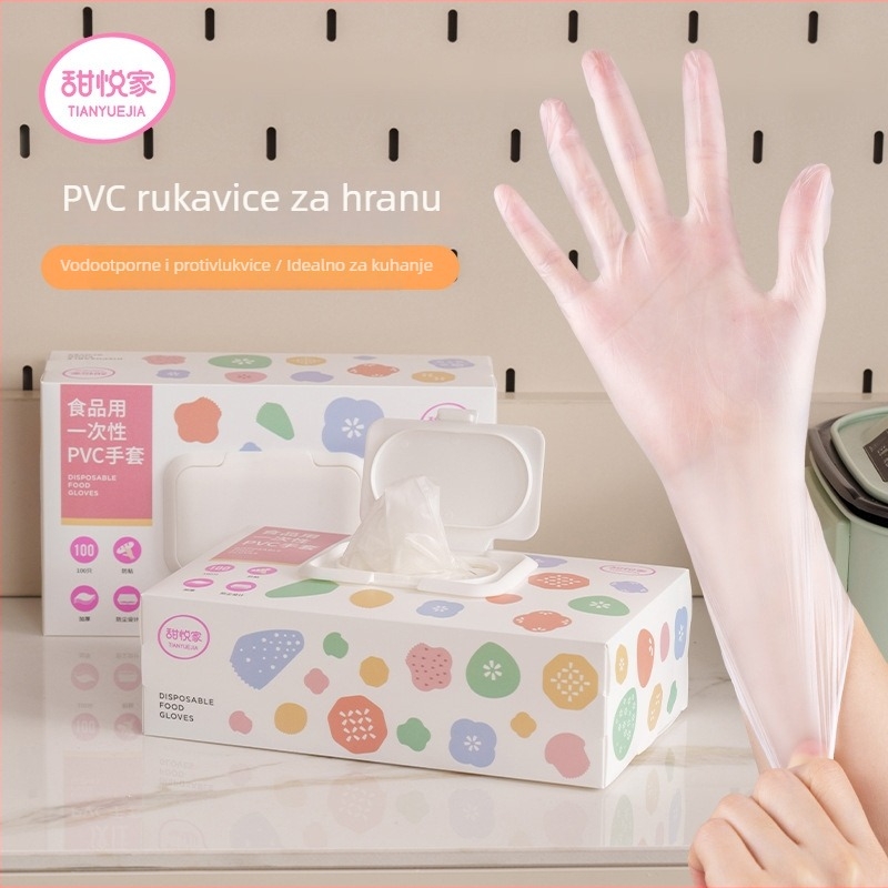 PVC jednokratne rukavice za prehrambenu industriju, kuhinju, vodootporne, otporne na masnoću, neprijanjajuće