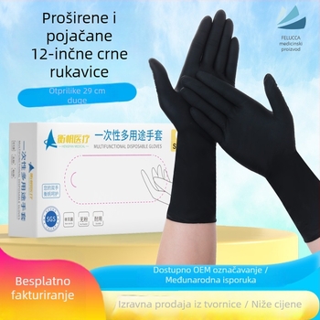 Jednokratne nitril rukavice, bez praška, otporne na ulje, vodootporne, otporne na kiseline i baze; namijenjene preradi hrane, tetoviranju obrva i kućnoj uporabi