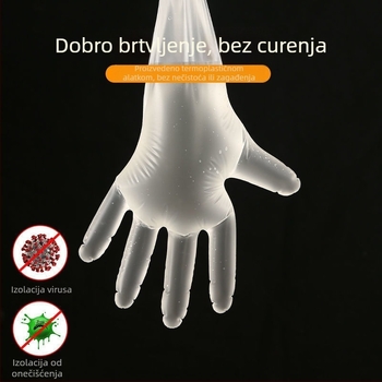 Jednokratne kućne rukavice, u kutiji, prozirne, protuklizne, opća debljina, plastične