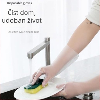 Jednokratne kućne rukavice, u kutiji, prozirne, protuklizne, opća debljina, plastične