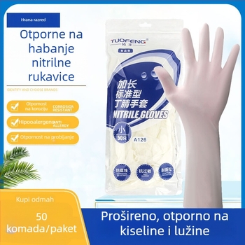 Jednokratne nitrilne rukavice, produžene i deblje, protuklizne, prehrambene kvalitete, za kućno čišćenje i preradu hrane