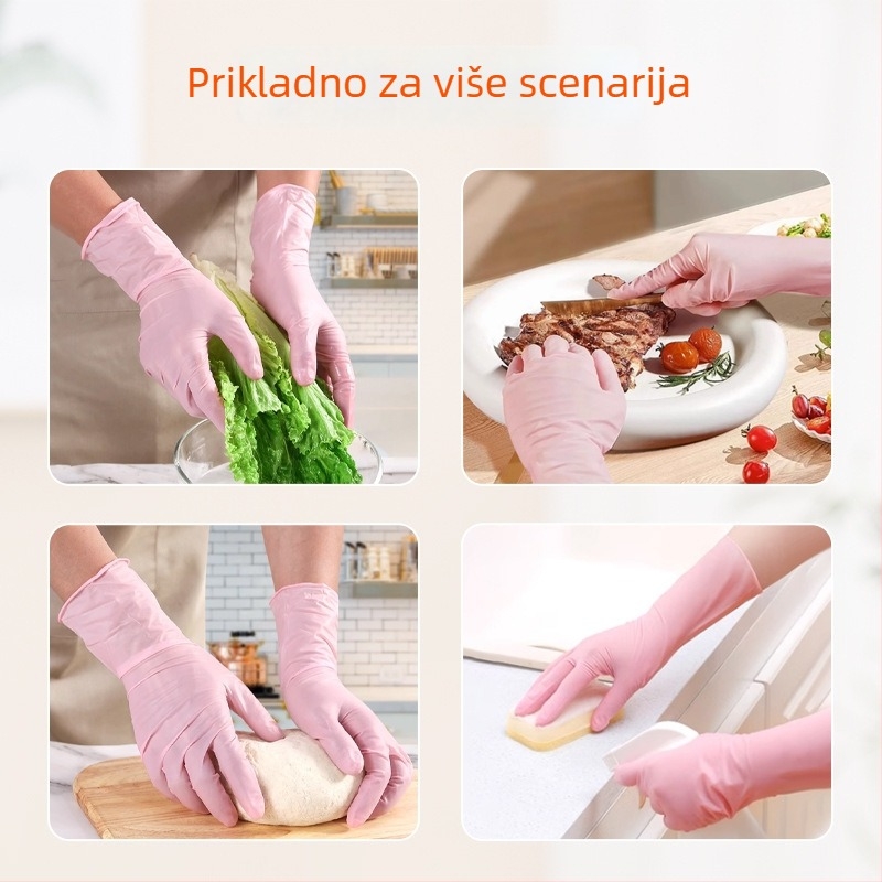 Jednokratne nitrilne rukavice za pranje posuđa, prehrambena kvaliteta, ojačane, produžene, vodootporne