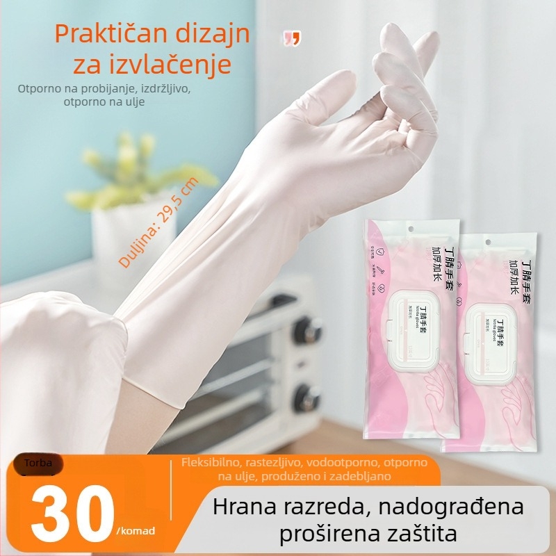 Jednokratne nitrilne rukavice za pranje posuđa, prehrambena kvaliteta, ojačane, produžene, vodootporne