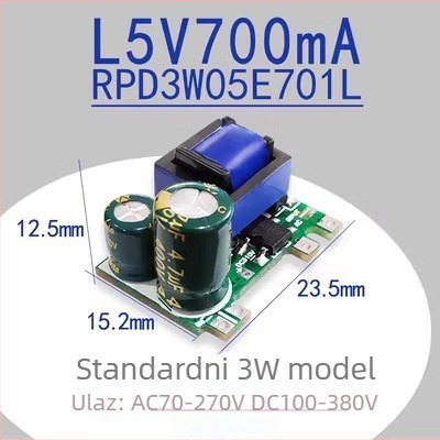 Izolirani prekidački napajni modul, ulaz 12V, izlazi 3.3V, 4.2V, 6V i 5V