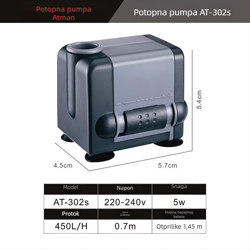 Chuangxing podmorska pumpa za akvarij – pumpanje vode i aeracija, ABS kućište, težina 500 g