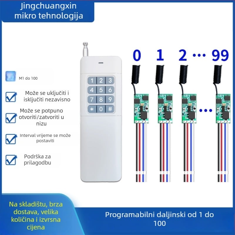 Bežični prekidač daljinskog upravljanja — Jingchuangxinwei; radna temperatura -20 do 75°C; namijenjen daljinskom upravljanju