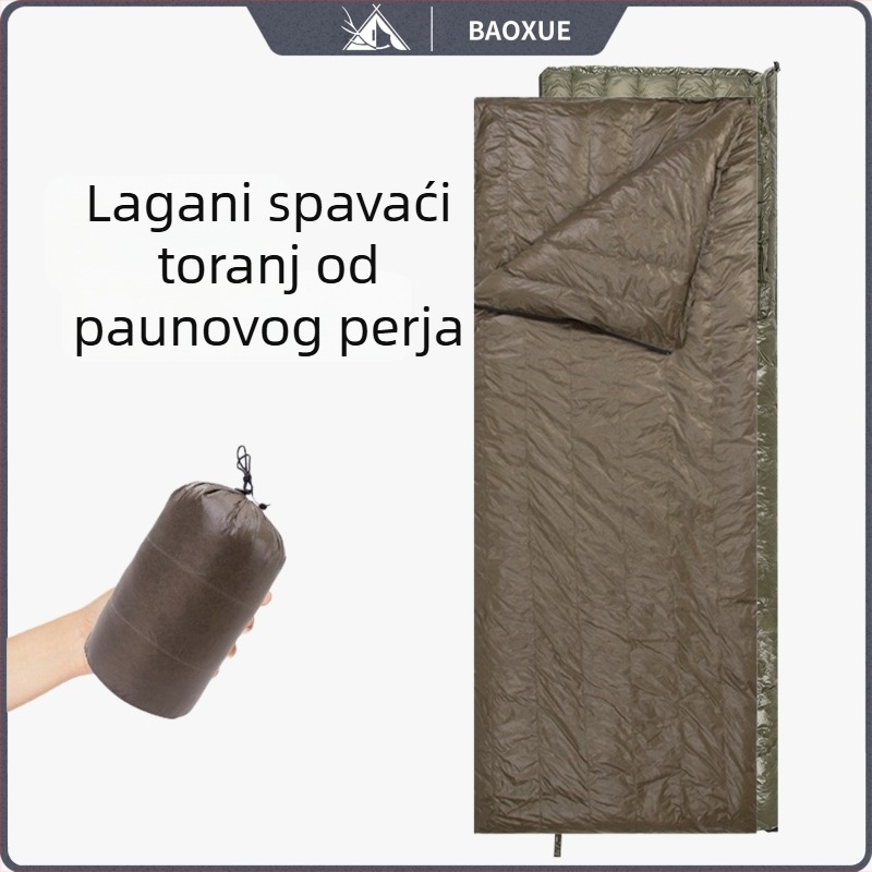 Spavaća vreća s guščjim perjem, najlonska tkanina, oblik omotnice, za odrasle