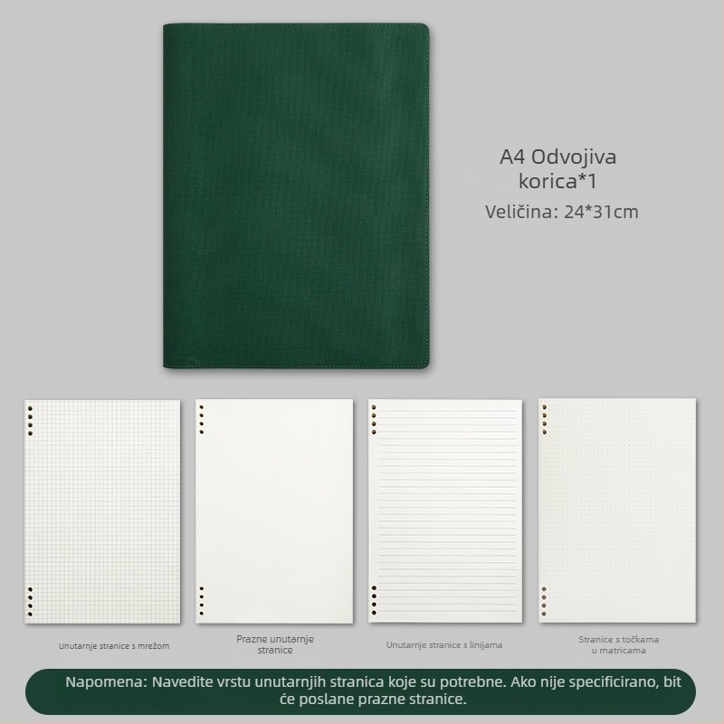 Bilježnica s PU koricom, Binder veza, Dowling papir, 100–200 stranica, uredski stil