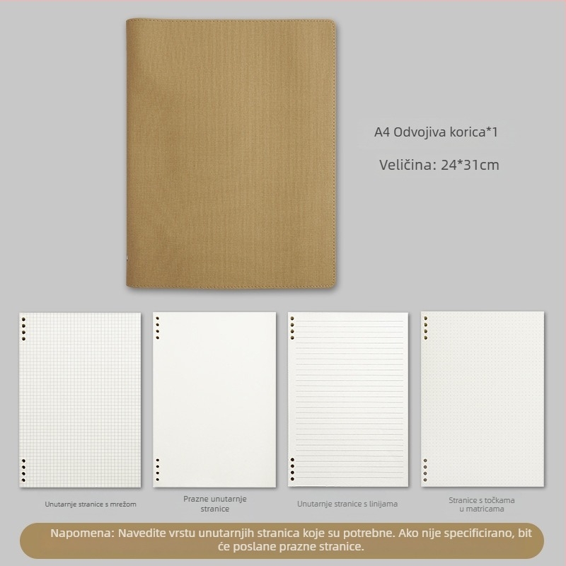Bilježnica s PU koricom, Binder veza, Dowling papir, 100–200 stranica, uredski stil