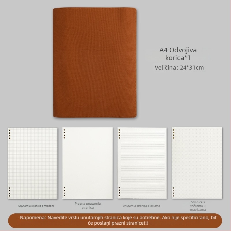 Bilježnica s PU koricom, Binder veza, Dowling papir, 100–200 stranica, uredski stil