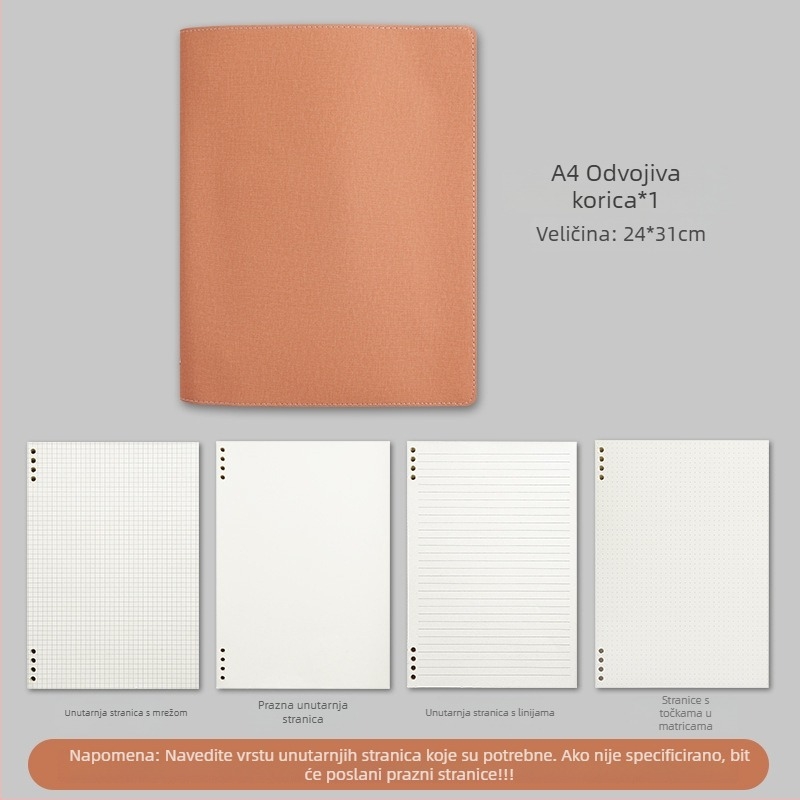 Bilježnica s PU koricom, Binder veza, Dowling papir, 100–200 stranica, uredski stil