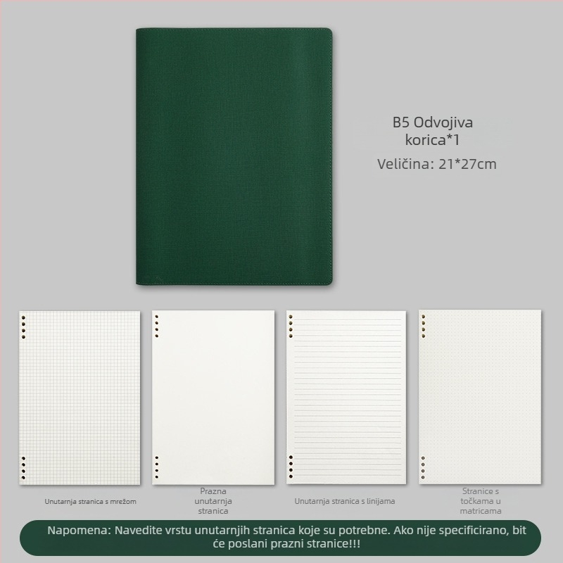 Bilježnica s PU koricom, Binder veza, Dowling papir, 100–200 stranica, uredski stil