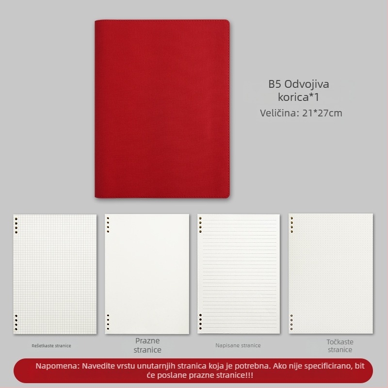 Bilježnica s PU koricom, Binder veza, Dowling papir, 100–200 stranica, uredski stil