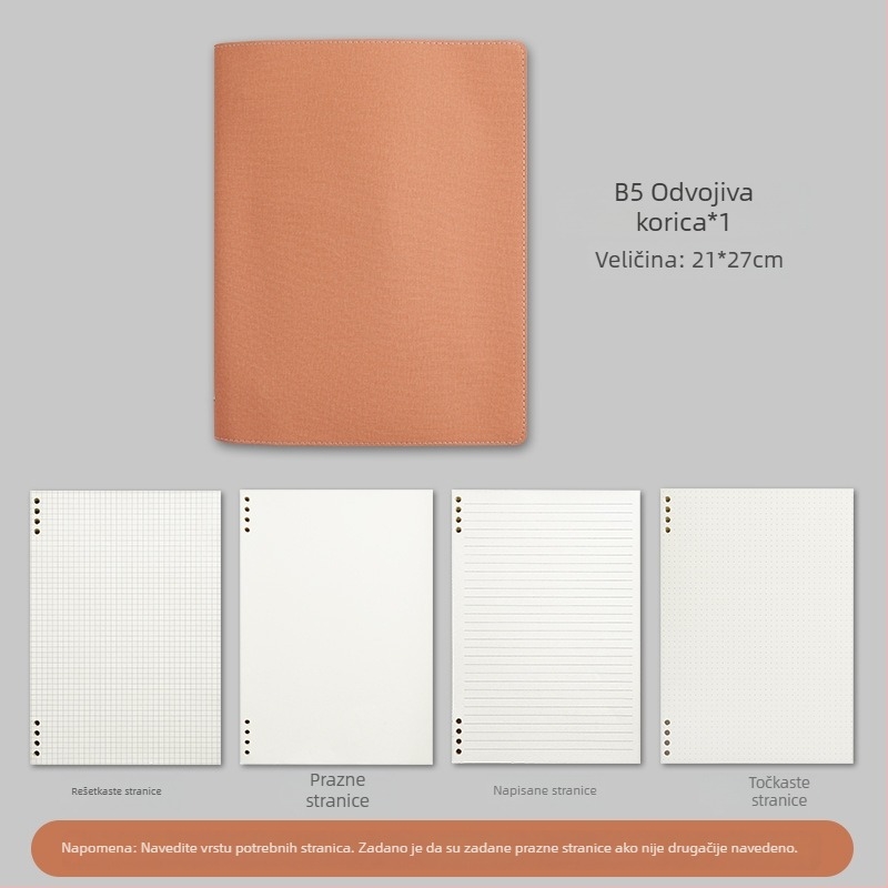 Bilježnica s PU koricom, Binder veza, Dowling papir, 100–200 stranica, uredski stil