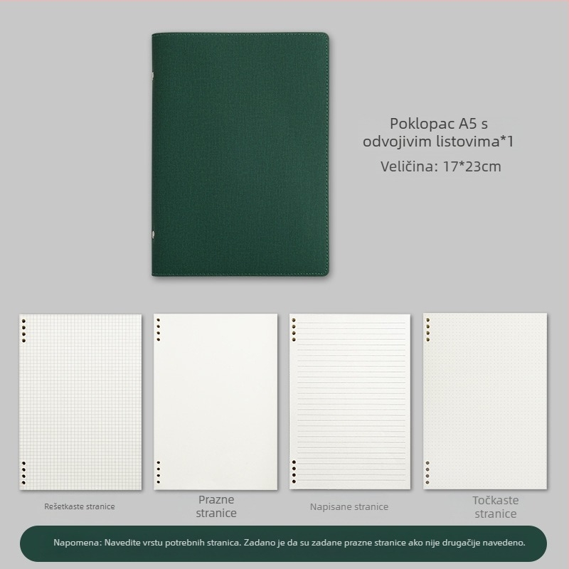Bilježnica s PU koricom, Binder veza, Dowling papir, 100–200 stranica, uredski stil