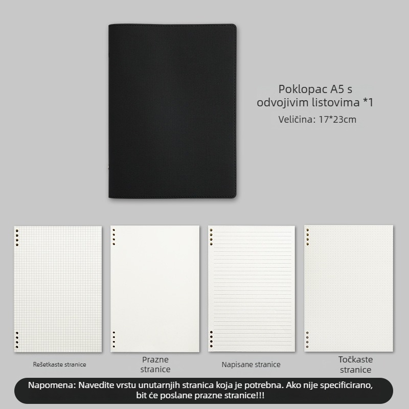 Bilježnica s PU koricom, Binder veza, Dowling papir, 100–200 stranica, uredski stil