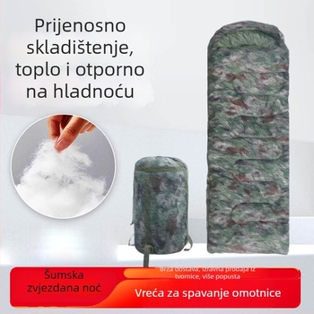 Kamuflažni vreća za spavanje za kampiranje, u stilu omotnice, topla za jesen i zimu, za odrasle