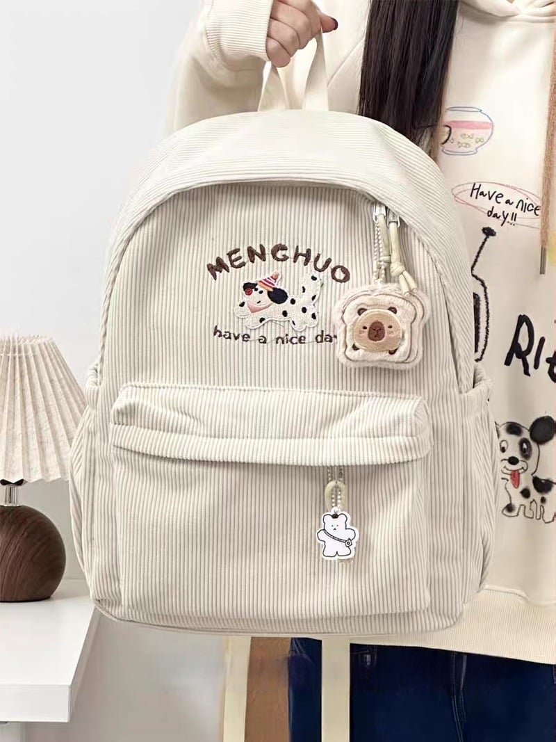 Corduroy školski ruksak, unisex, velika kapaciteta, kampus stil