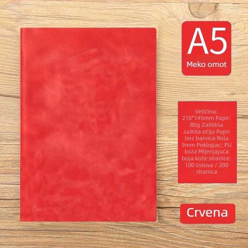 Bilježnica s PU omotom, bešavno povezivanje, Dowling papir, 80 g/m², 100–200 stranica, poslovni uredski stil, nacionalni trend