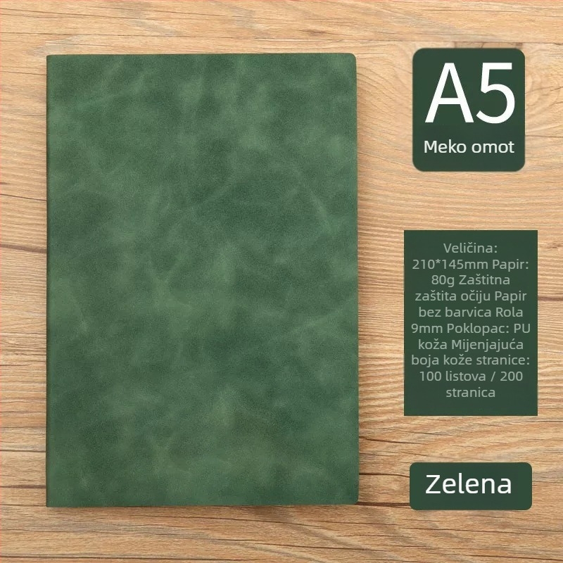 Bilježnica s PU omotom, bešavno povezivanje, Dowling papir, 80 g/m², 100–200 stranica, poslovni uredski stil, nacionalni trend