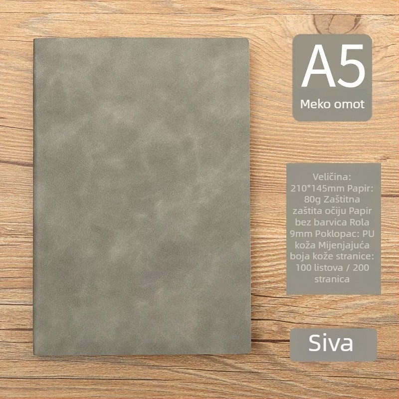 Bilježnica s PU omotom, bešavno povezivanje, Dowling papir, 80 g/m², 100–200 stranica, poslovni uredski stil, nacionalni trend