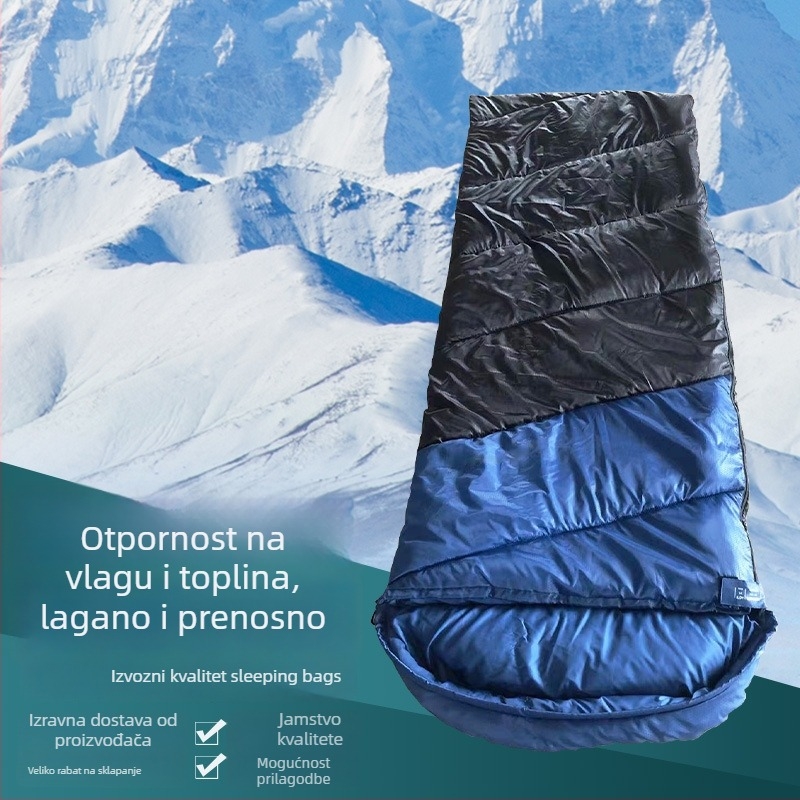 Spavaća vreća u obliku omotača za odrasle – punilo od šuplje pamuka, 190T poliester s vodonepropusnim premazom i reljefom šestouglastog uzorka, težina 1,4 kg