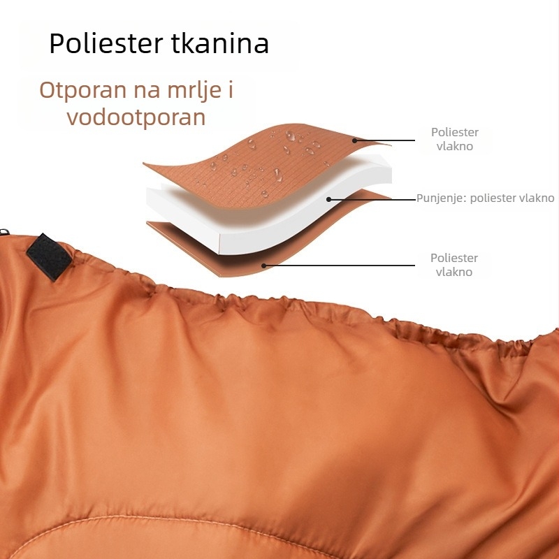 Spavaća vreća za odrasle za vani kampiranje, prijenosna i spojiva za jedno ili dvostruko korištenje, oblik omota, poliester vlakna punilo/podstava/materijal, težina 1.0–2.2 kg