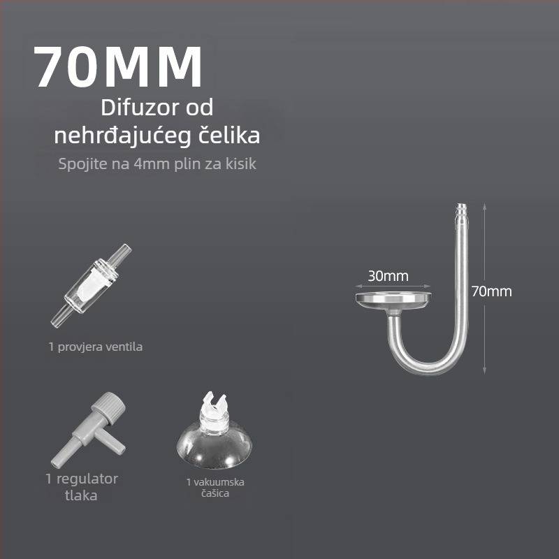 Zero – nehrđajuća čelična pumpa za zrak u akvariju s kamenom za mjehuriće, nano platom za plin i atomizacijom