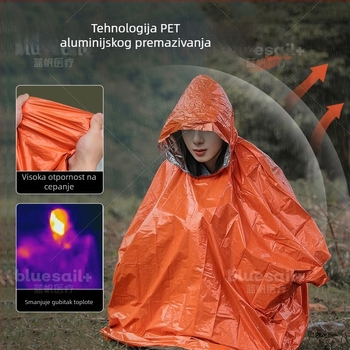 Hitno izolirani spavaći vreć za kampiranje na otvorenom – zaštita od sunca, otporna na vlagu, otpornost na hladnoću (Brend: Blue Sail; Model: Emergency blanket)
