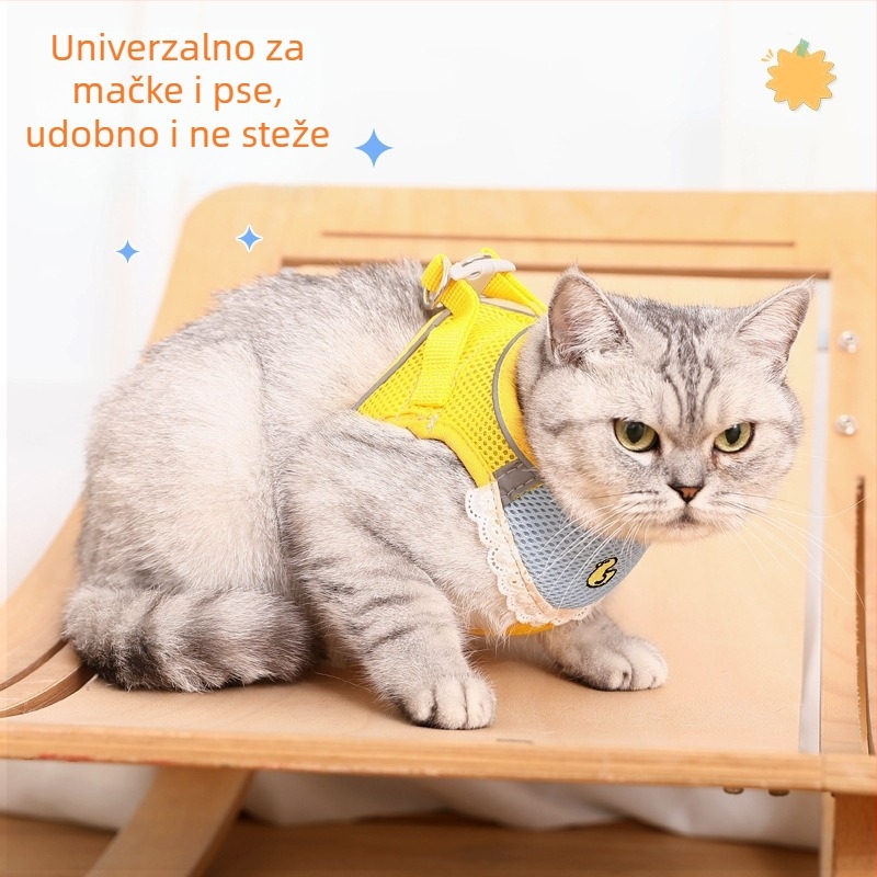 Najlon prsni postroj za pse s maramicom za slinu, podesiv za male i srednje pse