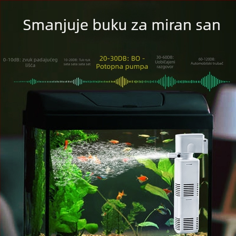 3-u-1 filtar za akvarij s cirkulacijskom pumpom i ugrađenom pumpom za kisik — tiho djelovanje