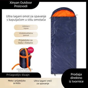 Spavaći vreć s kapuljom u kovert-stilu, punjenje od imitacije svilene vate, podstava 190 pongee, tkanina 190T poliestera, za odrasle, 750 g