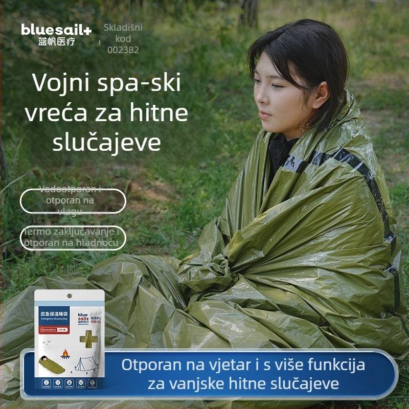 Blue Sail hitno izolirana vreća za spavanje za kampiranje na otvorenom i planinarenje, vlagootporna, zaštita od hladnoće