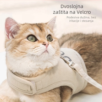 Mačji harnes s izvlačnim povodom, platneni pojas