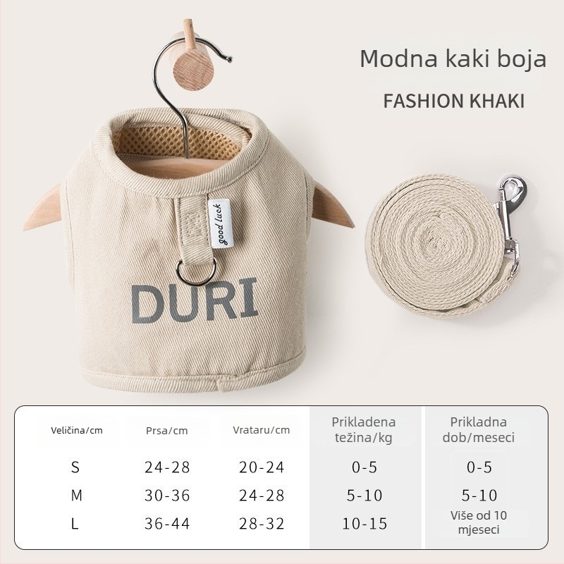 Mačji harnes s izvlačnim povodom, platneni pojas