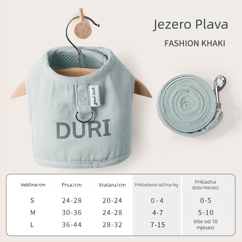 Mačji harnes s izvlačnim povodom, platneni pojas