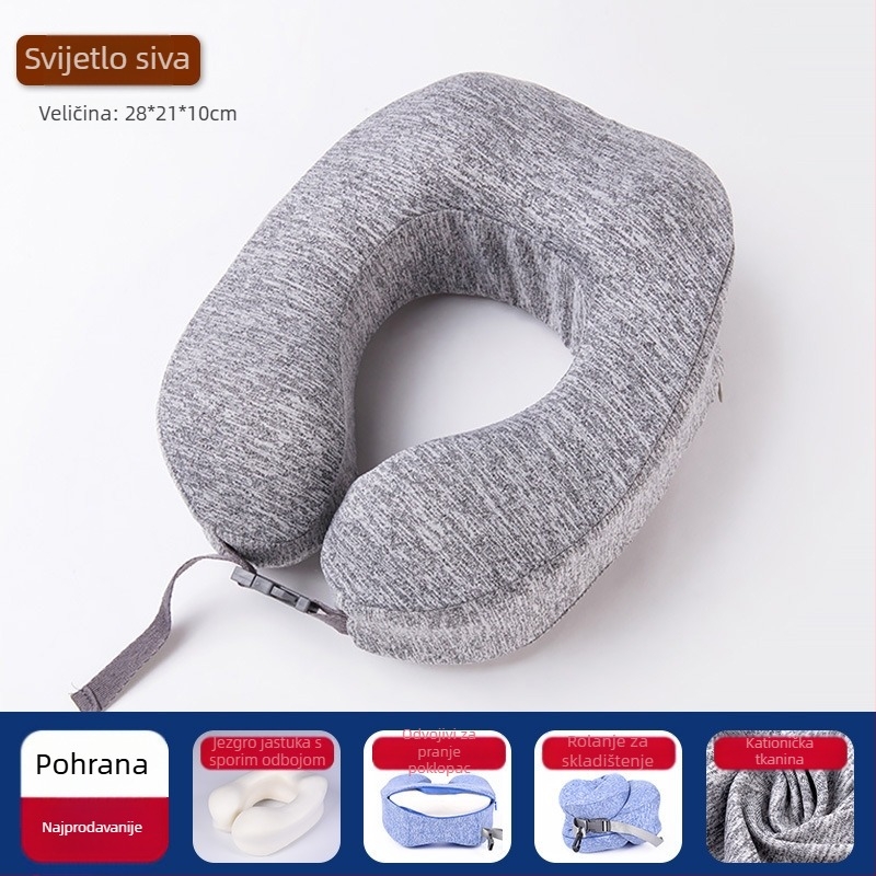 Jastuk za vrat od memorijske pjene u obliku U s navlakom Ice Silk za putovanja