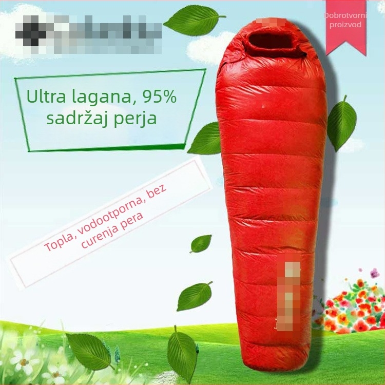 Spavaća vreća Velvet punjenje, mumija stil, za odrasle, 1 kg, 400T najlon tkanina i podstava