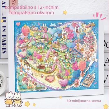 Art Blue 3D mikrolandschaft naljepnica set — romantična otokna svadbena tema, PET materijal, korejski stil, prilagodljivo s logotipom