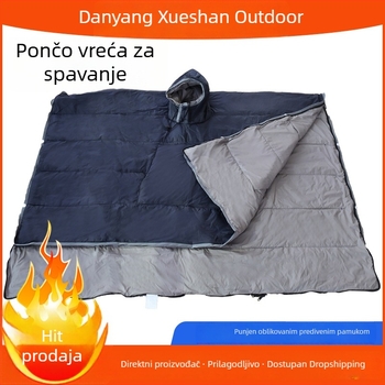 Nosivi kapuljačasti spavaći vreć za odrasle – Kapuljača stil, Punjena od predenog pamuka, Podstava od 320T najlonskog tarpaulina, Chun Yafang tkanina, Težina 1 kg