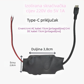 Napajanje za kameru s prekidačem, izlaz 5V, 5–10W, ulaz 100–240V AC, učinkovitost 96%, zaštita izolacijskim toplinskim omotačem