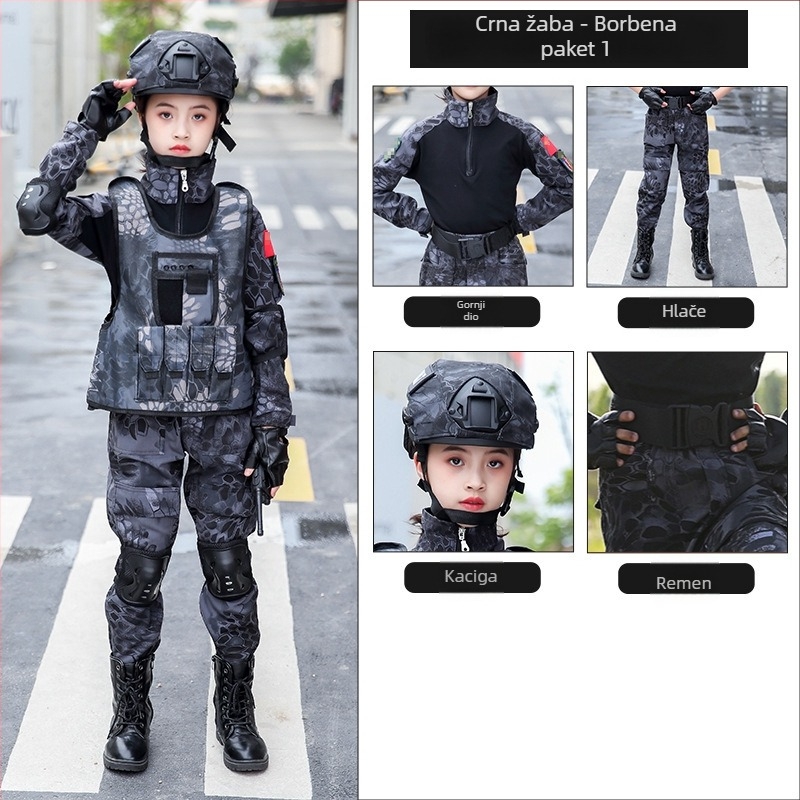 Dječji maskirni trening komplet, prozračna pamuk‑mješavina tkanina, unisex, kratki rukavi, za sve sezone