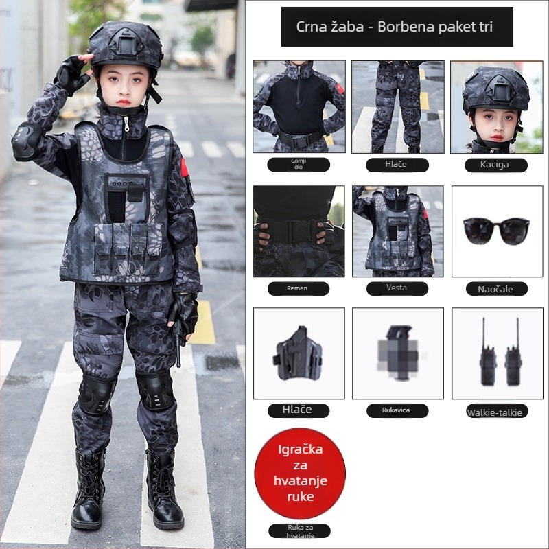 Dječji maskirni trening komplet, prozračna pamuk‑mješavina tkanina, unisex, kratki rukavi, za sve sezone