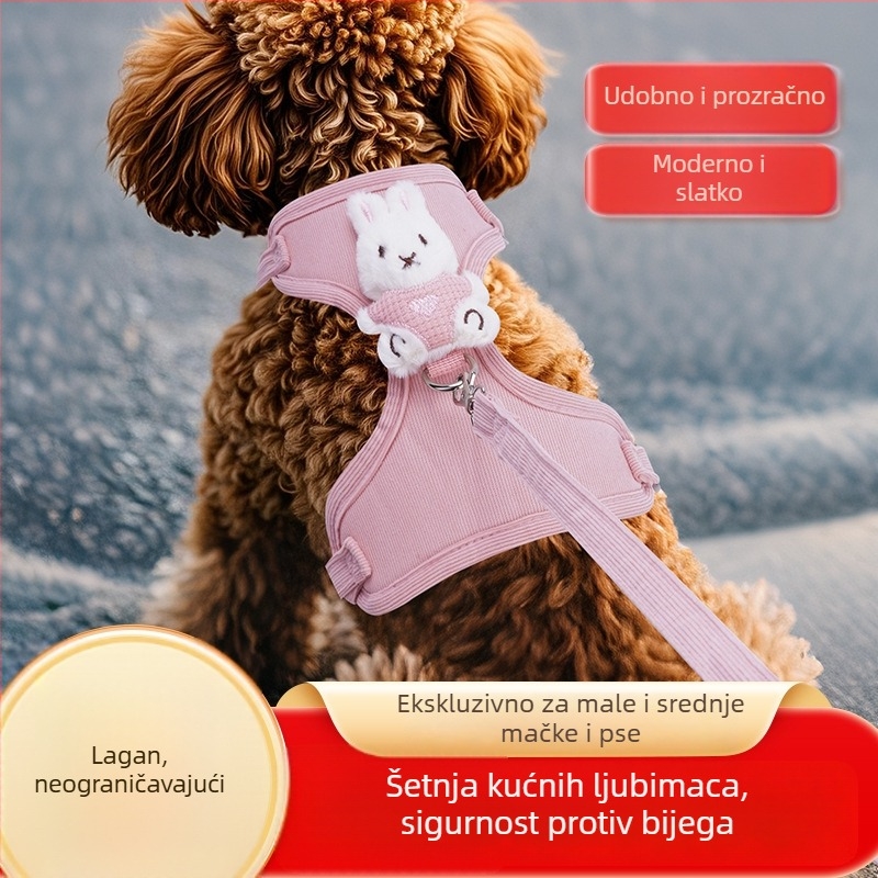 Corduroy mačji prsni harnes — prsluk stil, podesiv, spriječava bijeg, za vanjsku upotrebu