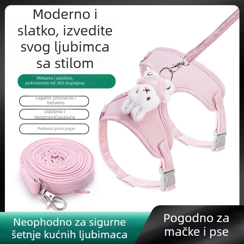 Corduroy mačji prsni harnes — prsluk stil, podesiv, spriječava bijeg, za vanjsku upotrebu