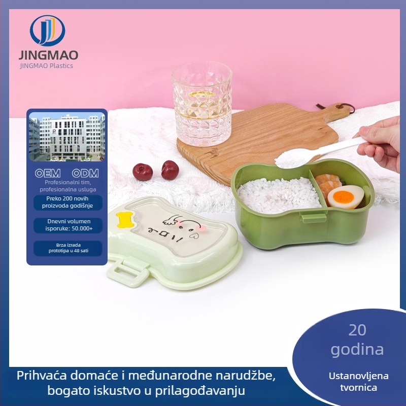 Kutija za ručak – plastična Bento kutija za učenike, mikrotalasna pećnica kompatibilna, 800–1000 ml, prilagodljiv logotip, hermetički zatvorena i toplo izolirana