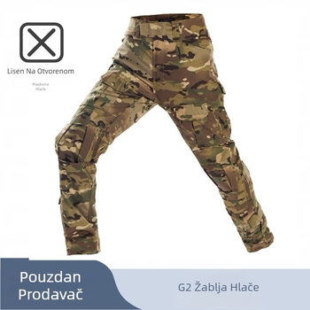 G2 Frog Pants Unisex Kamuflažne Taktičke Hlače s Ugrađenim Koljenim Zaštitama, Pamukasto‑Smješan Materijal, Prozračne, Vodootporne, UV Zaštita, Sve Sezone